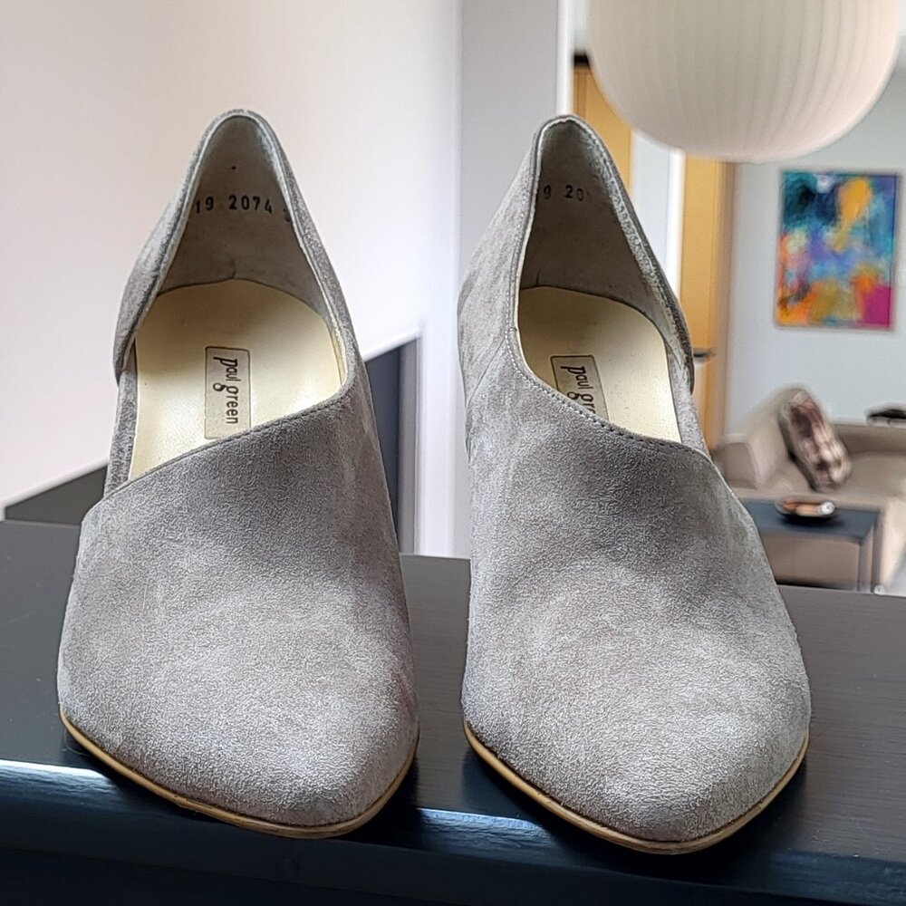 Paul Green D'Orsay Womens Pointed Toe Suede Taupe Heels Size US 6 UK 3.5 EUC